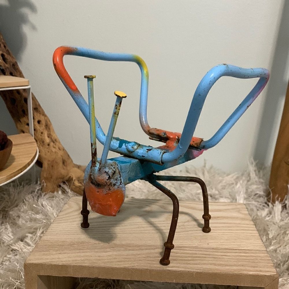 Handmade With Repurposed Materials Small Folk Art Butterfly Garden Sculpture
